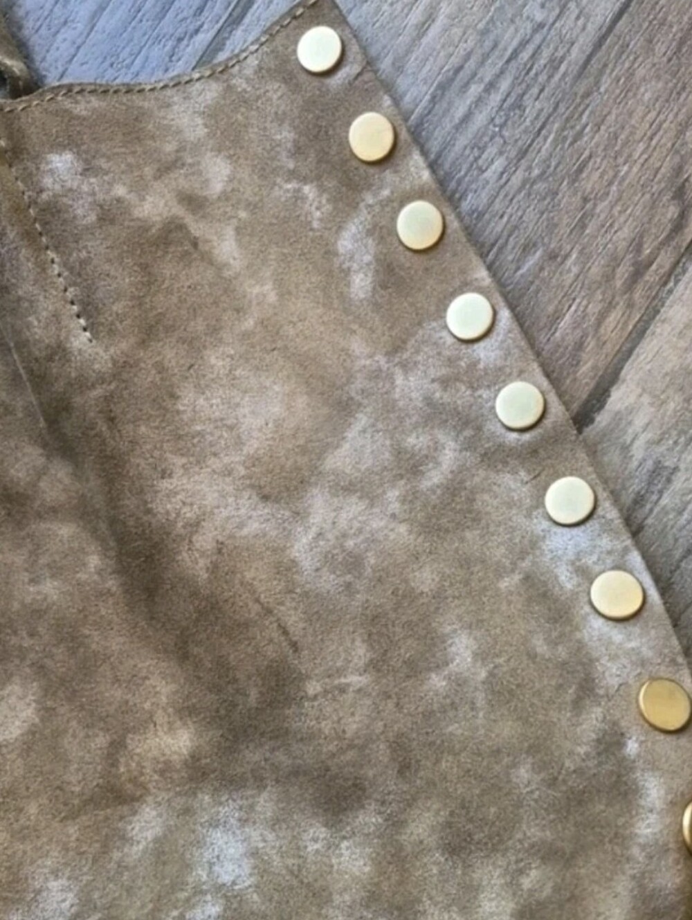 Hammitt Brown Metallic Shimmer Suede Brushed Gold Rivets Oliver Tote Bag - Picture 15 of 15